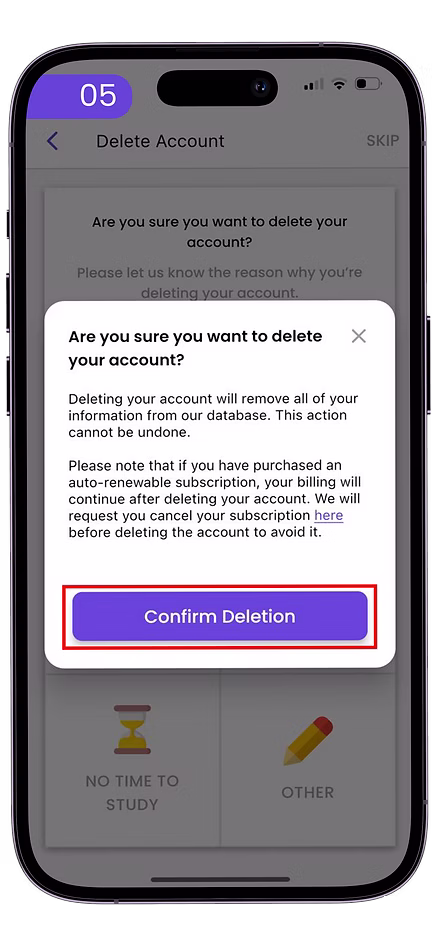 Step 5: Confirm Deletion